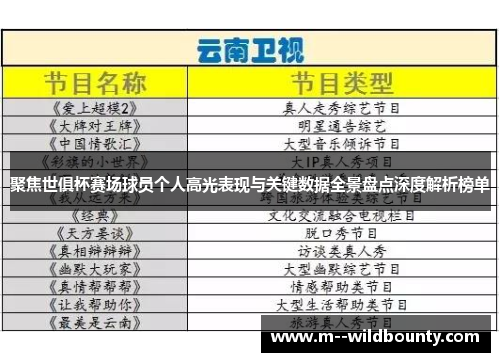 聚焦世俱杯赛场球员个人高光表现与关键数据全景盘点深度解析榜单